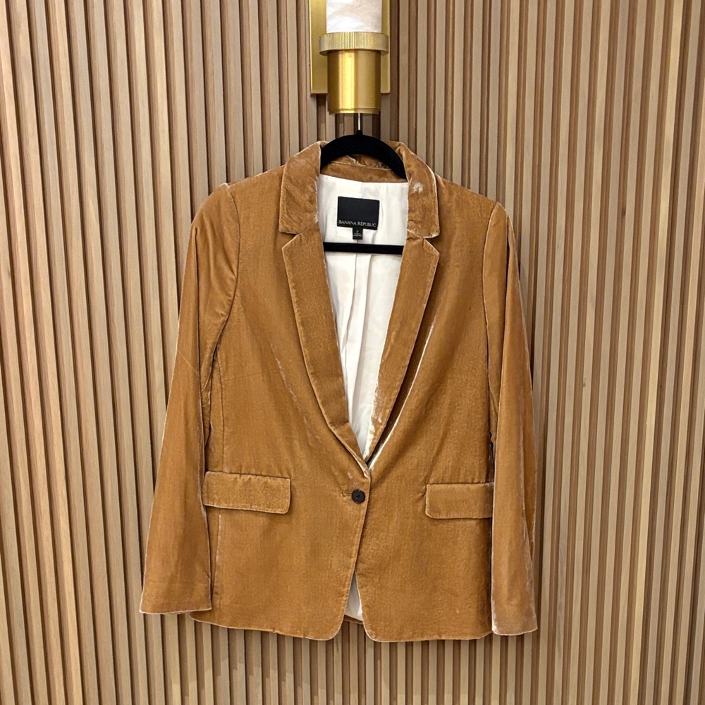 Banana Republic Camel Velvet Blazer 2